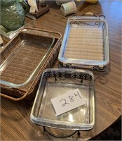 Pyrex cake pans and holders