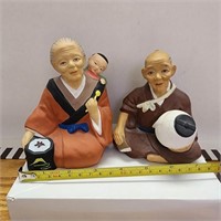 Pair Japanese 1950's Doll Figurines VG Condition