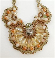 Beautiful Vintage Glass Beaded Bib Necklace -