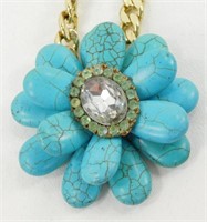 Vintage Howlite Flower Pendant Necklace