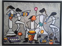 Signed Dancing Band Original Painting