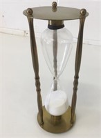 10" Tall Brass & Glass Globe Hourglass