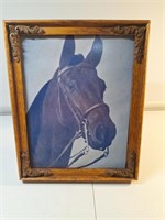 Vintage Framed Horse Art Picture 9.5" x 11.25"