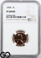 1958 Lincoln Wheat Cent PROOF, NGC PF 68 RED