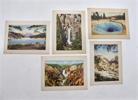 (5) FJ Haynes Yellowstone Hand Tinted Photographs