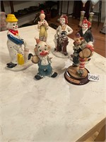 6- assorted clown figures