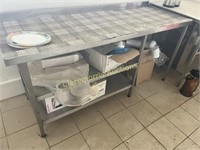 Stainless Steel Table With Double Shelf On Lhd