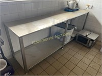 Long Stainless Steel Table With Low Shelf