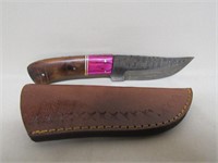 Damascus Fixed Blade w/2 Tone Wood Handle