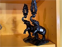 Pair of Cast Iron Elephant Candle Holders