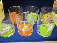 Six Piece Set Tennis Themed Glasses