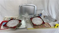 Trays including milk glass, better homes and