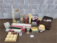 Candles, candle holders, jars etc