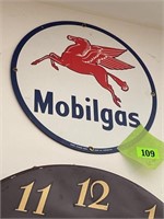 Round, Mobil gas Pegasus gasoline sign 12 “