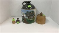 10’’ stoneware jug, with hand painted picture,