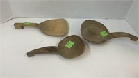 (3) wooden scoops (2) 9.5’’ and (1) 8.5’’