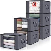6 Pack Clothes Storage Bags  Foldable  Grey