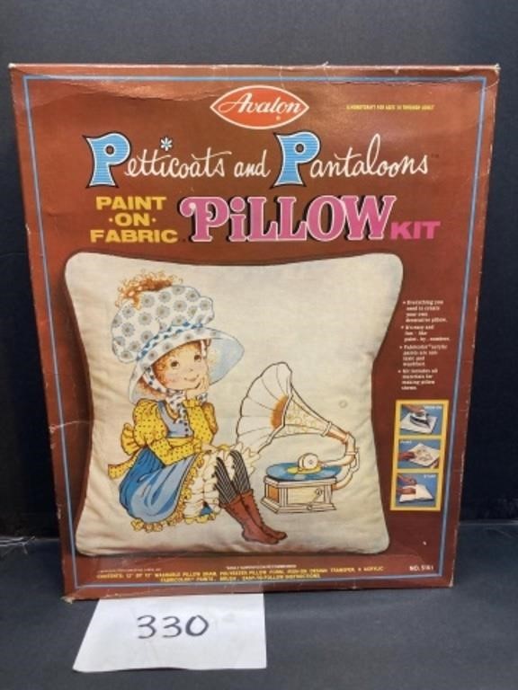 Petticoats and Pantaloons paint on fabric pillow