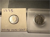 19895 Indian Head Penny & 1936 Buffalo Nickel