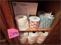 Toilet paper, kleenex, light bulbs