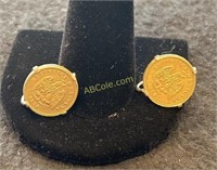 Pair of 14K Screw back Earrings with 1904 Mexico