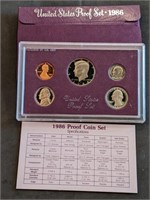 1986 US Mint Proof Set W/Cameo Coins