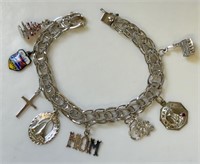 LOVELY STERLING SILVER CHARM BRACELET W CHARMS