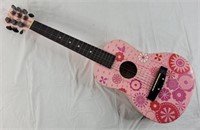 Children's pink guitar with flowers, needs repair