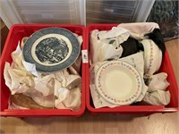 2 BOXES OF CHINA WARE + OTHER PLATES