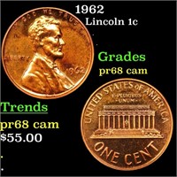 Proof 1962 Lincoln Cent 1c Grades GEM++ Proof Came