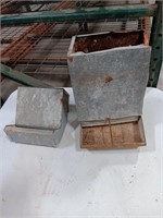 2 Galvanized metal feeders measuring 8 x 8 x 12.5