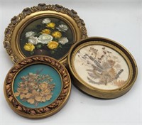 (JL) Floral painting, and 2 shadow box floral