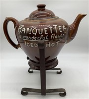 Banquet Tea Pot on Metal Stand,15" Tall