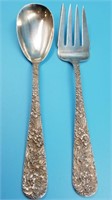 Set of sterling silver fork and spoon, 168.9 grams