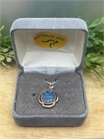 10k Yellow Gold Pendant MARKED Blue Stone Untested