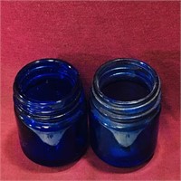 Pair Of Cobalt Blue Glass Jars (Vintage)