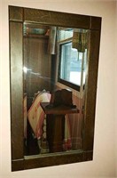 Oak frame beveled mirror 14 X 24