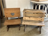 2 Wood Small Child or Doll School Desks