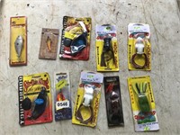 10 fishing lures and baits in packages