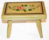 Paint Decorated Wood Foot Stool