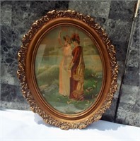 Victorian print in oval gilt frame. Measurements