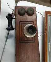 Old wood crank telephone