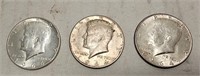 3 64 Silver Kennedy Half Dollars