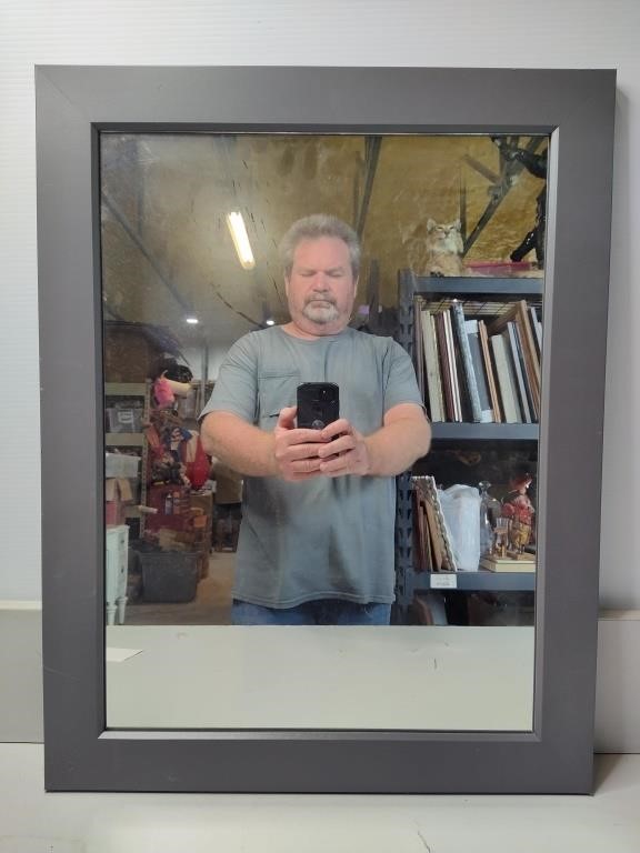 Grey Frame Mirror, 21"X27"