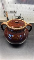 USA pottery brown drip bean pot