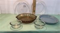 Pyrex pie pans and baking dishes