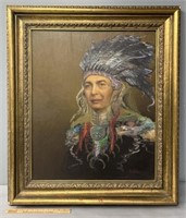 Native American Chief Oil Painting on Canvas