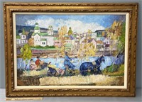 Horse Cart in Landscape Oil Painting on Canvas