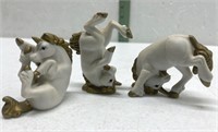 3 Vintage Porcelain Unicorn Figurines (Made in
