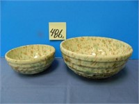 (2) Vintage Spongeware Mixing Bowls